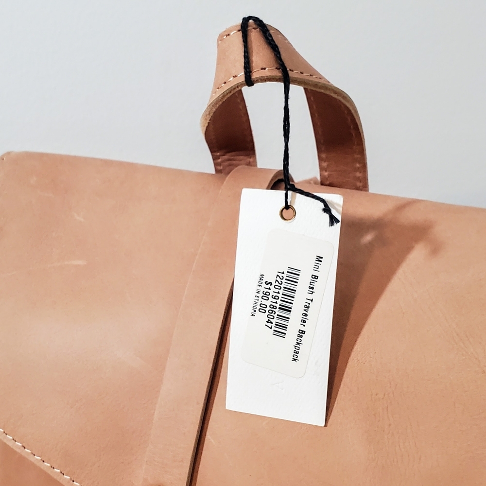 NWT Raven + Lily Magnolia Mini Blush Traveler Backpack Vachetta Leather - Picture 8 of 11